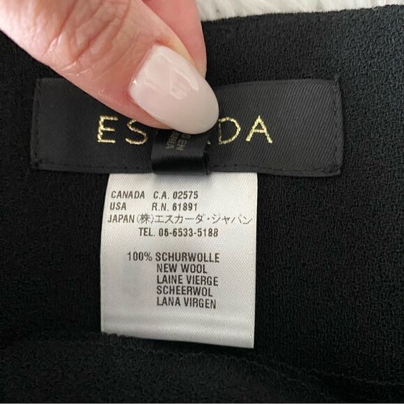 ESCADA Black Wool Wide Leg Trousers with Silk Detail at the Waist Size 42 US L - Picture 3 of 9